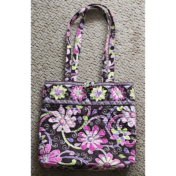 Vera Bradley Handbag Tote In Purple Punch - Retired 2009 EUC - Picture 1 of 10